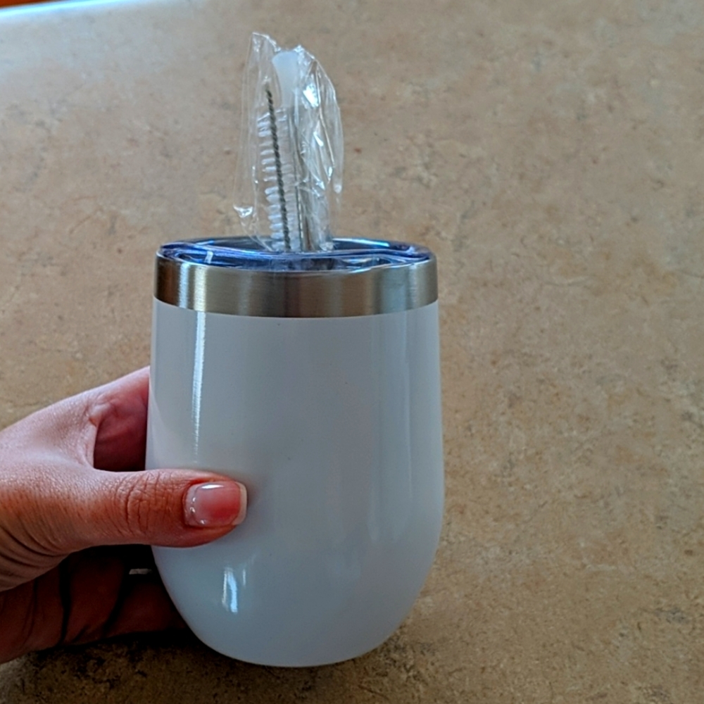 Small stainless steel tumbler/straw set NWOT